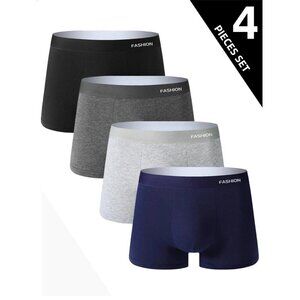 FASHION Men's Boxer Briefs Underwear 4 Pack Solid Colors S A000774